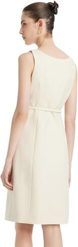 Women's Triacetate Black Mini Dress, Business Casual A Line V-Neck Button Front Dresses for Teacher Office Work in Kuwait