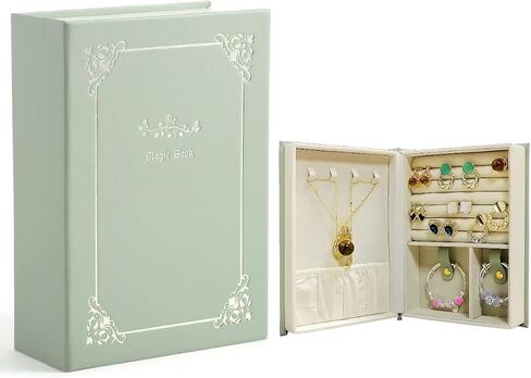 Jewelry Storage Book,Travel Jewelry Organizer, double-sided storage books hold jewelry boxes, rings, earrings, necklaces for women. in Saudi Arabia
