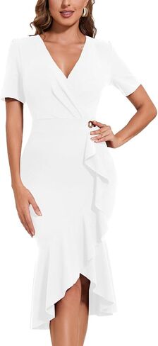 HugeNice Women's Casual Work Pencil Dress Bodycon Formal Cocktail Party Midi Dresses in Kuwait