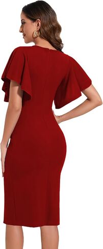 HugeNice Women's Casual Work Pencil Dress Bodycon Formal Cocktail Party Midi Dresses in Kuwait