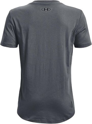 تي شيرت رياضي بأكمام قصيرة على الصدر الأيسر من Under Armour للأولاد، (465) أزرق أفقي / / أسود، صغير in Saudi Arabia