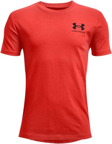 تي شيرت رياضي بأكمام قصيرة على الصدر الأيسر من Under Armour للأولاد، (465) أزرق أفقي / / أسود، صغير in Saudi Arabia