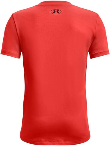 تي شيرت رياضي بأكمام قصيرة على الصدر الأيسر من Under Armour للأولاد، (465) أزرق أفقي / / أسود، صغير in Saudi Arabia