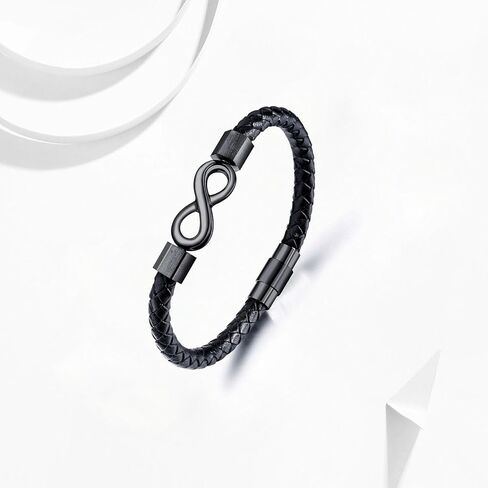 Leather Bracelet for Men To My Man Son Bracelet Braided Infinity Bracelet Stainless Steel Handmade Wristband Cuff Bracelet Festival Birthday Jewelry for Dad Son Grandpa in Saudi Arabia