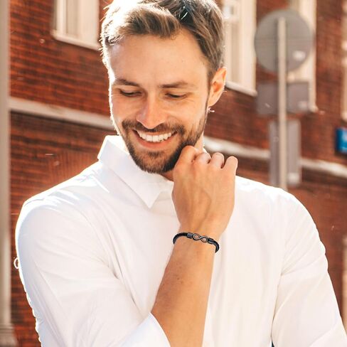 Leather Bracelet for Men To My Man Son Bracelet Braided Infinity Bracelet Stainless Steel Handmade Wristband Cuff Bracelet Festival Birthday Jewelry for Dad Son Grandpa in Saudi Arabia