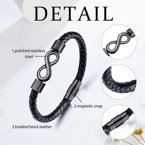Leather Bracelet for Men To My Man Son Bracelet Braided Infinity Bracelet Stainless Steel Handmade Wristband Cuff Bracelet Festival Birthday Jewelry for Dad Son Grandpa in Saudi Arabia