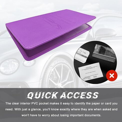 Car Registration and Insurance Card Holder, Leather Vehicle Document Holder Wallet with Magnetic Shut, Premium Glove Box Essential Card Driver License Paperwork Organizer (Classic, Blue) in Saudi Arabia