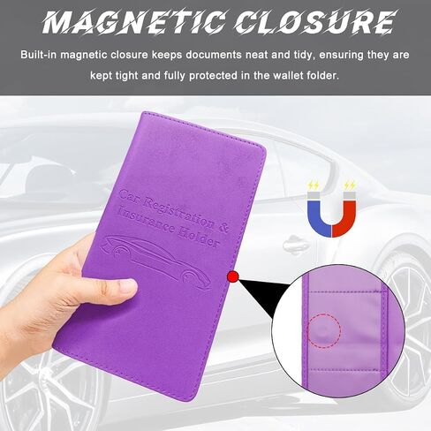 Car Registration and Insurance Card Holder, Leather Vehicle Document Holder Wallet with Magnetic Shut, Premium Glove Box Essential Card Driver License Paperwork Organizer (Classic, Blue) in Saudi Arabia