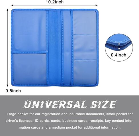 Car Registration and Insurance Card Holder, Leather Vehicle Document Holder Wallet with Magnetic Shut, Premium Glove Box Essential Card Driver License Paperwork Organizer (Classic, Blue) in Saudi Arabia