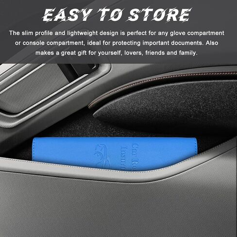 Car Registration and Insurance Card Holder, Leather Vehicle Document Holder Wallet with Magnetic Shut, Premium Glove Box Essential Card Driver License Paperwork Organizer (Classic, Blue) in Saudi Arabia