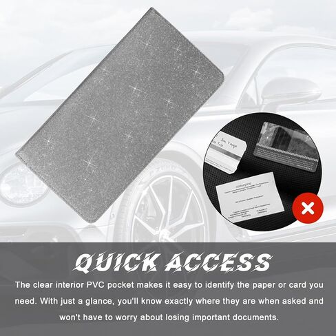 Car Registration and Insurance Card Holder, Leather Vehicle Document Holder Wallet with Magnetic Shut, Premium Glove Box Essential Card Driver License Paperwork Organizer (Classic, Blue) in Saudi Arabia
