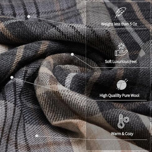 Wraps&Wool 100% Wool Checkered Shawl for Women, Pure Wool Ultra Soft Plaid Pashmina Shawl Wrap, Cashmere Soft Scarf in Saudi Arabia