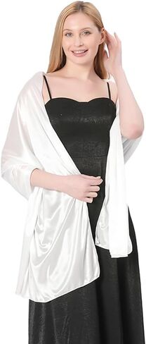 Huralona Silky Satin Shawl Extra Long Wraps for Evening Dresses Party 240x65cm Lightweight in Saudi Arabia