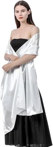 Huralona Silky Satin Shawl Extra Long Wraps for Evening Dresses Party 240x65cm Lightweight in Saudi Arabia