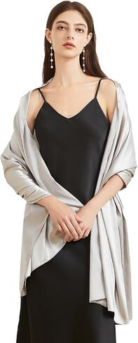 Huralona Silky Satin Shawl Extra Long Wraps for Evening Dresses Party 240x65cm Lightweight in Saudi Arabia
