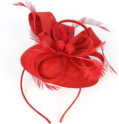 Fascinator Flower Feathers Pillbox Hat Headband Hair Clips for Cocktail Wedding Tea Party Church Derby Hat in Kuwait