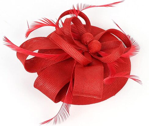 Fascinator Flower Feathers Pillbox Hat Headband Hair Clips for Cocktail Wedding Tea Party Church Derby Hat in Kuwait