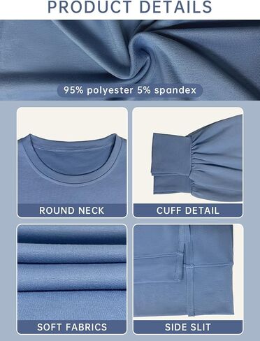 AWULIFFAN Womens Oversized Reverse Seam Sweatshirt Casual Long Sleeve Crewneck Pullover Tops Side Slit Fashion Sweatshirts in Kuwait