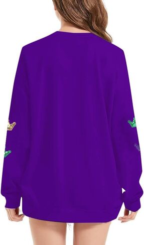 MOUSYA Mardi Gras Sequin Crown Sweatshirt Woman Fat Tuesday Shirt Saints New Orleans Party Shirts Long Sleeve Casual Tops in Kuwait