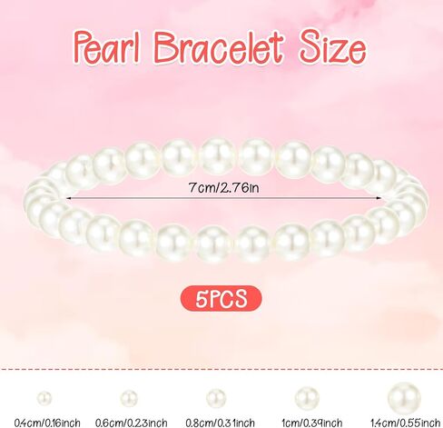 Molain 5 Pcs Pearl Bracelets for Women Stretch Strand Bracelets Pearl Bracelets Bridal Wedding Elastic Bracelets Stackable Faux Pearl Bracelets for Lady Party Jewelry Pearl Beaded Bracelets in Saudi Arabia