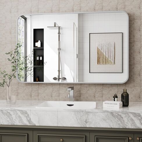 Silver Mirror Bathroom,30x48 Rectangle Mirrors,48 inch Bathroom Mirror,Wall Mirror for Bathroom,Espejo para baño,Restroom Mirror in Saudi Arabia