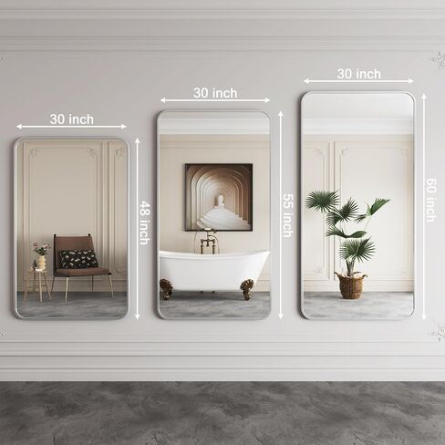 Silver Mirror Bathroom,30x48 Rectangle Mirrors,48 inch Bathroom Mirror,Wall Mirror for Bathroom,Espejo para baño,Restroom Mirror in Saudi Arabia