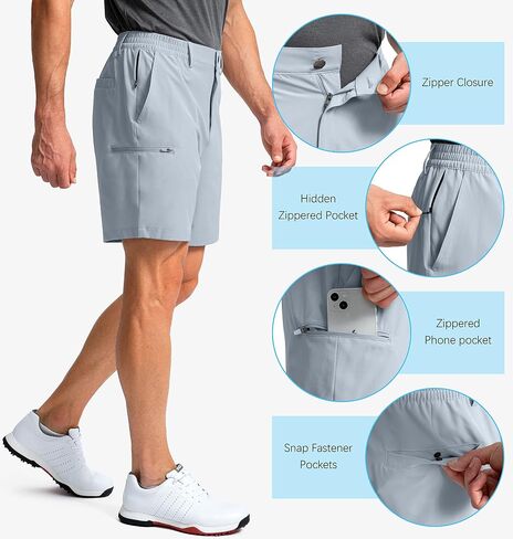 Pinkbomb Men's Golf Shorts with 6 Pockets Stretch Quick Dry Hiking Work Dress Shorts for Men in Kuwait