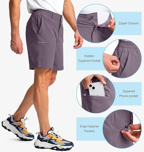 Pinkbomb Men's Golf Shorts with 6 Pockets Stretch Quick Dry Hiking Work Dress Shorts for Men in Kuwait
