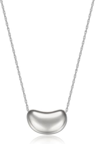 MORGAN & PAIGE .925 Sterling Silver 18" Necklace for Women, 14K Rose Gold, 18K Gold or Rhodium Plated, Bean Shape Pendant Compatible with Match Stud Earrings in Saudi Arabia