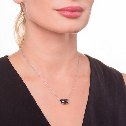 MORGAN & PAIGE .925 Sterling Silver 18" Necklace for Women, 14K Rose Gold, 18K Gold or Rhodium Plated, Bean Shape Pendant Compatible with Match Stud Earrings in Saudi Arabia