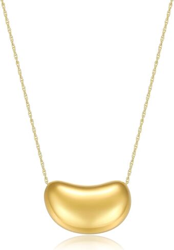 MORGAN & PAIGE .925 Sterling Silver 18" Necklace for Women, 14K Rose Gold, 18K Gold or Rhodium Plated, Bean Shape Pendant Compatible with Match Stud Earrings in Saudi Arabia