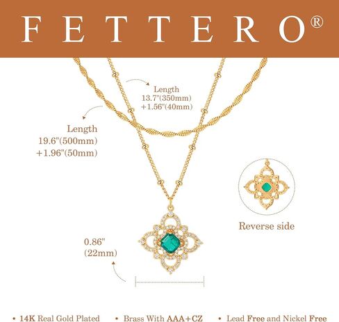 Fettero Layered Gold Necklaces for Women Dainty Necklace 14K Gold Plated Layered Necklaces Trendy Charm Floral Clover Pendant Necklace Stack Neckalce Jewelry Set for Engagement Birthday in Kuwait