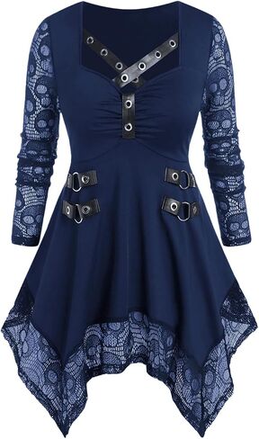 ROSE GAL Womens Plus Size Tunic Tops Fall Casual Long Sleeve T-Shirt Goth Shirt V Neck Loose Blouses Swing Tunic in Kuwait