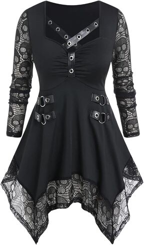ROSE GAL Womens Plus Size Tunic Tops Fall Casual Long Sleeve T-Shirt Goth Shirt V Neck Loose Blouses Swing Tunic in Kuwait