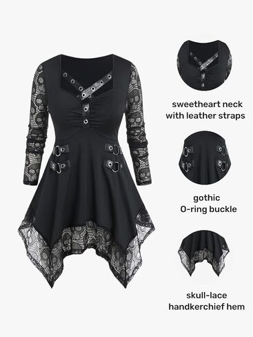 ROSE GAL Womens Plus Size Tunic Tops Fall Casual Long Sleeve T-Shirt Goth Shirt V Neck Loose Blouses Swing Tunic in Kuwait