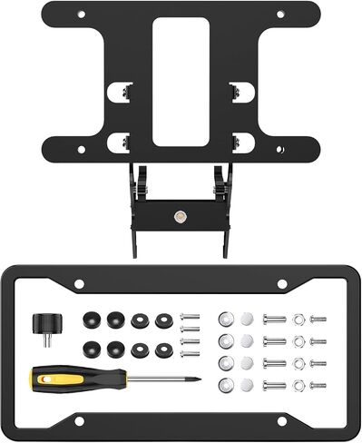 License Plate Frame for Tesla Model Y/3, with Front License Plate Mount & Universal Frame Cover, Fit 2021-2024 Model Y & 2017-2023 Model 3, Aluminum License Plate Holder No Drill & Anti-Theft (Black) in Saudi Arabia