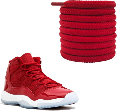 أربطة أحذية سميكة مستديرة 1/4 بوصة (6 مم) لجوردان 11 أحذية رياضية، أربطة بديلة لأحذية رياضية لأحذية كرة السلة وأحذية التنس والجري ذات القمم العالية (أحمر، 63 بوصة/160 سم) in Kuwait