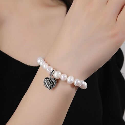 ZVVBOO Freshwater Cultured Pearl Stretch Bracelet For Women Trendy CZ Charm Bracelets Fine Party Jewelry Gifts in Kuwait
