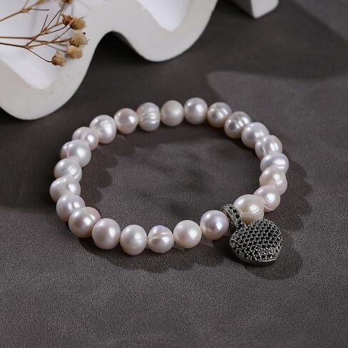 ZVVBOO Freshwater Cultured Pearl Stretch Bracelet For Women Trendy CZ Charm Bracelets Fine Party Jewelry Gifts in Kuwait