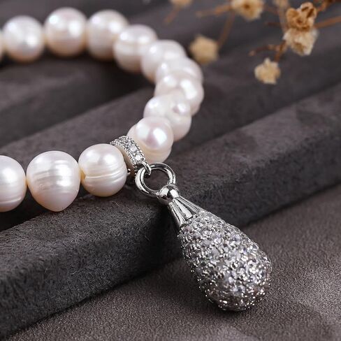 ZVVBOO Freshwater Cultured Pearl Stretch Bracelet For Women Trendy CZ Charm Bracelets Fine Party Jewelry Gifts in Kuwait