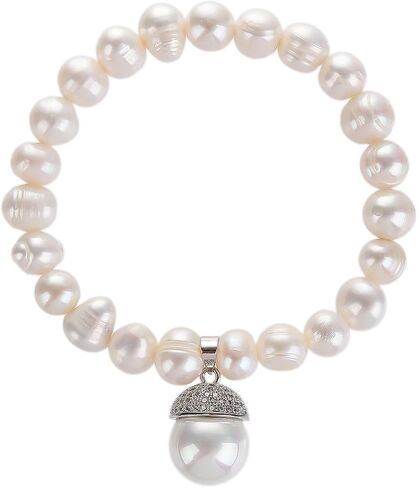 ZVVBOO Freshwater Cultured Pearl Stretch Bracelet For Women Trendy CZ Charm Bracelets Fine Party Jewelry Gifts in Kuwait