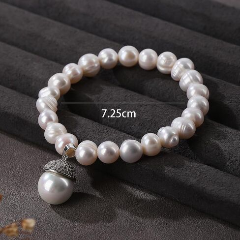 ZVVBOO Freshwater Cultured Pearl Stretch Bracelet For Women Trendy CZ Charm Bracelets Fine Party Jewelry Gifts in Kuwait