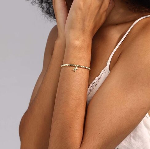 أساور الذهب للنساء داينتي 14K مطلية بالذهب سحر سوار مطرز أساور للنساء الذهب الأولي تمتد الخرزة سوار سوار مرن للنساء هدية العصرية in Kuwait