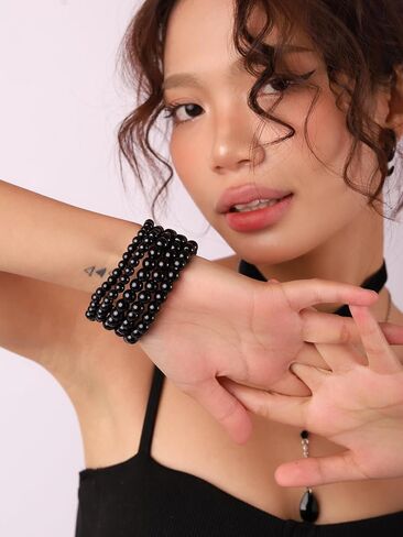Sacina Imitation-Pearl Stretchable Bracelets, Beaded Bracelet for Women, Christmas Jewelry Gift in Saudi Arabia