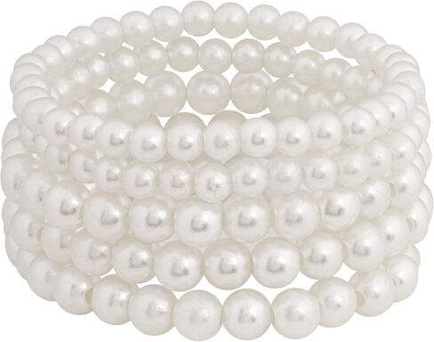 Sacina Imitation-Pearl Stretchable Bracelets, Beaded Bracelet for Women, Christmas Jewelry Gift in Saudi Arabia