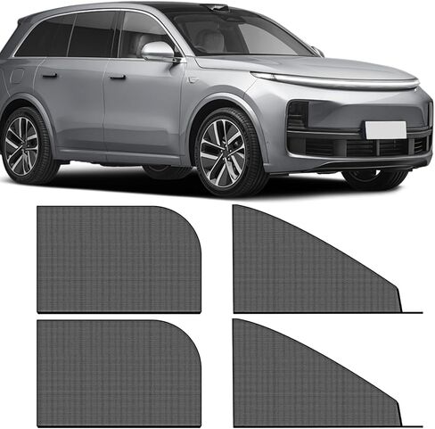 Pack-4 ظلال نافذة السيارة الجانبية، تصميم طبقة مزدوجة، 26.3 بوصة × 27.5 بوصة عازل حراري للسيارة قابل للتنفس، شبكة حماية لخصوصية السيارات العالمية 21.2 بوصة × 31.1 بوصة لسيارات الدفع الرباعي (أسود) in Kuwait