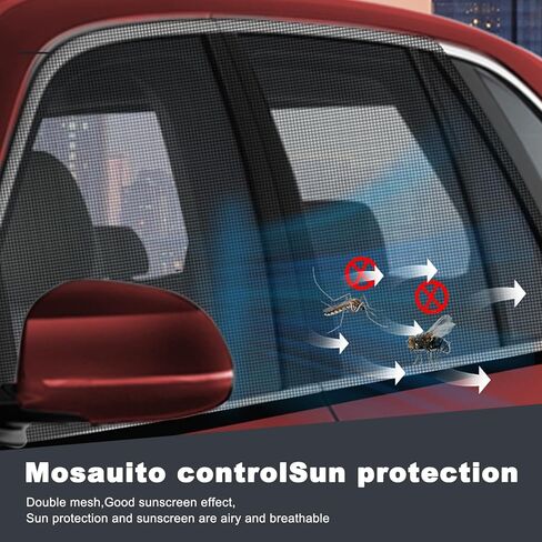 Pack-4 ظلال نافذة السيارة الجانبية، تصميم طبقة مزدوجة، 26.3 بوصة × 27.5 بوصة عازل حراري للسيارة قابل للتنفس، شبكة حماية لخصوصية السيارات العالمية 21.2 بوصة × 31.1 بوصة لسيارات الدفع الرباعي (أسود) in Kuwait