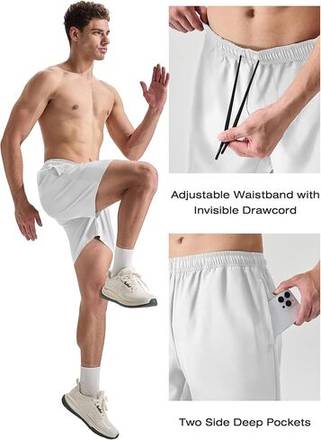 Men's Athletic Gym Running Shorts 7" Lightweight Quick Dry Workout Training Shorts for Men with Pockets in Saudi Arabia
