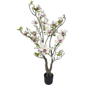 4ft Red Artificial Magnolia Tree - Lifelike Faux Tree for Indoor/Outdoor Decor - Perfect for Home, Porch, or Office (1, Red, 4ft)