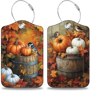 2 Pcs Raven on Rose Skull Luggage Tags for Suitcases PU Leather Baggage Tags Name ID Label with Privacy Cover and Stainless Steel Loop for Men Women Travel Bag Suitcase